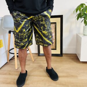 Black and Yellow stripped ankara shorts