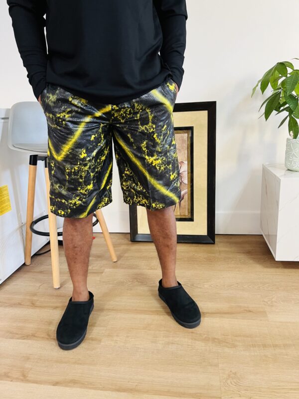 Black and Yellow stripped ankara shorts