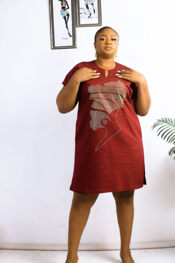 Woman Head Wine Gown