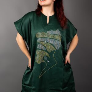 African Woman Head Green Gown