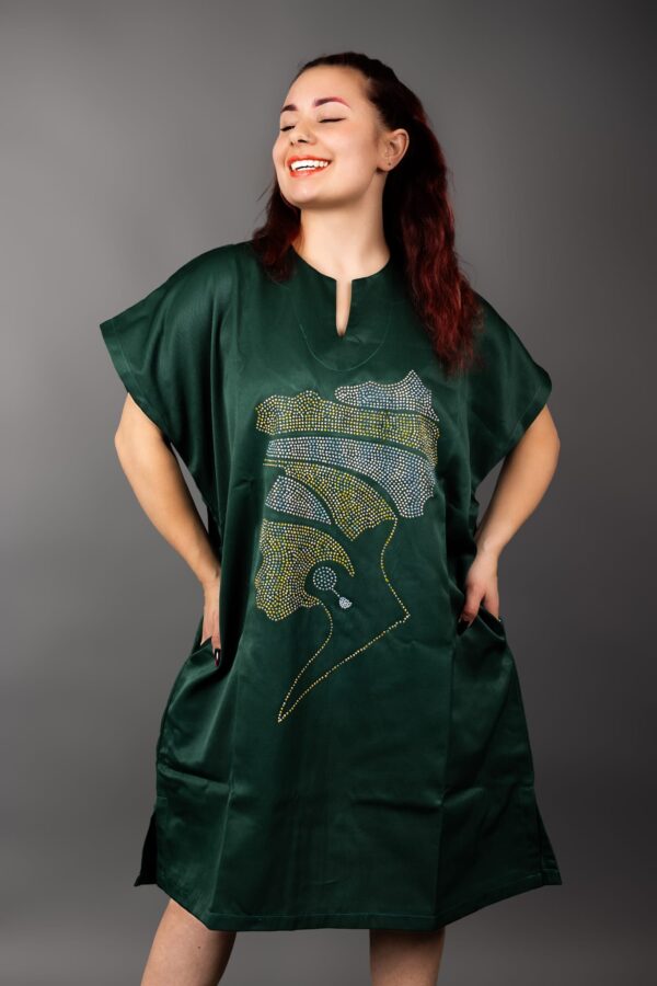 African Woman Head Green Gown